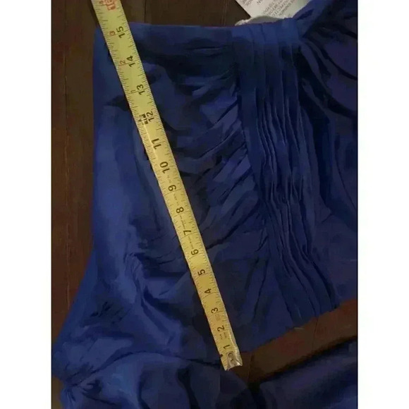 Mac Duggal One Shoulder Long Sleeve Sapphire Maxi Dress Formal Gown 4 Small Slit - Picture 7 of 13